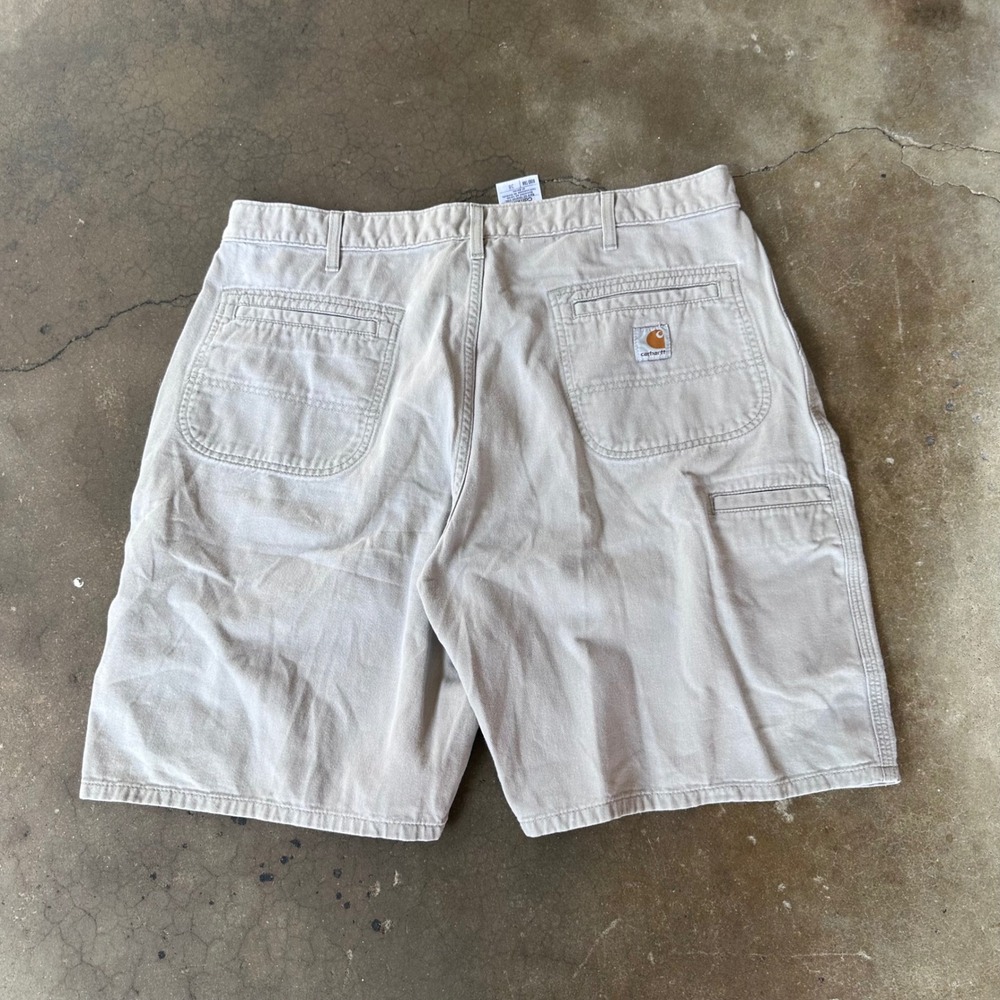 Carhartt Carpenter Shorts Mens 38 Tan Good Canvas Workwear B283 Utility